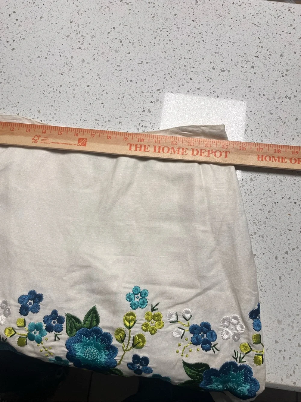 Michael Kors Cream Mini Skirt with Blue & Green Floral Embroidery